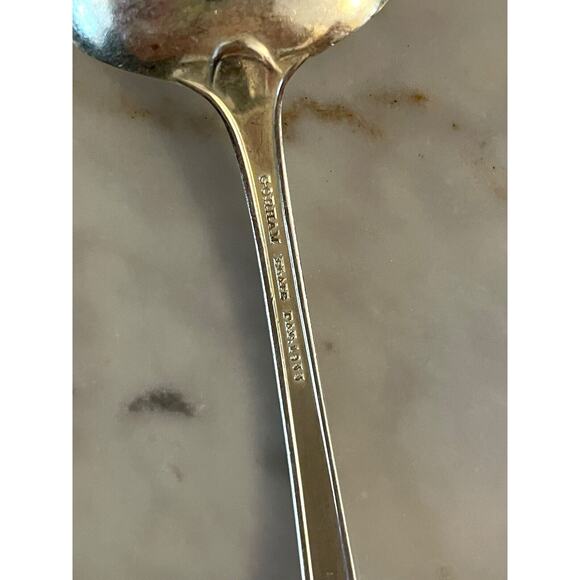1930s Gorham Lady Caroline Silverplate 6 Teaspoon + 1 Soup Spoon Set Vintage - Picture 9 of 9